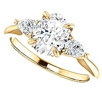 3 CT Oval Colorless Moissanite Engagement Ring, Wedding Bridal Ring, Eternity Solid 10K Yellow Gold Diamond Solitaire 4-Prong Anniversary Promises Ring for Her