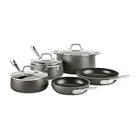 All-Clad HA1 Hard Anodized Nonstick Cookware Set 8 Piece Induction Oven Broiler Safe 500F, Lid Safe 350F Pots and Pans Black