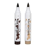 Sonew 2 Colors Freckle Pen, Waterproof Lasting Freckle Makeup Pen, Quick Dry Small Spot Beauty Marks Pen Fake Freckle Pen for Dating Party