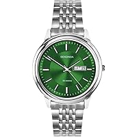 Sekonda Mens Analogue Classic Quartz Watch with Green Dial and Silver Stainless Steel Strap 1929