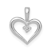 14k White Gold Diamond Love Heart Pendant Necklace Jewelry for Women