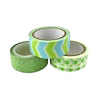 Homeford Arts & Craft Design and Glitter Tape, 3-Piece (Green)