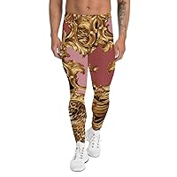 Men’s Leggings Workout Gym Pants Activewear Pink Gold Baroque