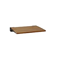 18 inch Silhouette Slimline Folding Wall Mount Shower Bench Seat, Natural Teak Wood with Matte Black Frame