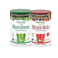 MacroLife Immunity 2-Pack, Macro Greens Powder (10oz) 30 Servings + Miracle Reds (10oz) 30 Servings