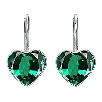 Choose Your Beautiful Love Heart Bella Drop Dangle Earrings Gemstone Bezel Set Fashion Jewelry 925 Sterling Silver Earring Chakra Healing Birthstone Gifts For Ladies