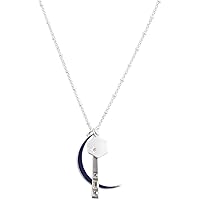 Lucky Brand Inlay Moon Charm Pendant Necklace,Silver,One Size