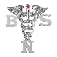 NursingPin - Sterling Silver BSN Lapel Pin with Ruby