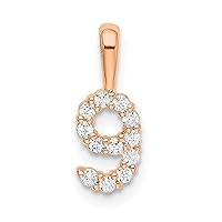 14k Rose Gold Diamond Sport game Number 9 Pendant Necklace Measures 13.12x4.96mm Wide 1.67mm Thick Jewelry for Women