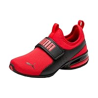PUMA Axelion Slip-On (Big Kid) Sneaker, High Risk Red Black, 4 US Unisex