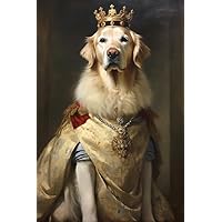 A SLICE IN TIME Golden Retriever Queen. Royal Renaissance Dog Art. Decorative Glossy Paper Print for Walls & Decoration. 8 x 12 inches.