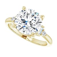Moissanite Solitaire Ring, 4 ct Round Cut Stone, Sterling Silver Band, Bridal Engagement Ring
