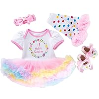 Baby Girls 1st Easter Outfit Set Short Sleeve 4Pcs Skirt Set 0-24 Months