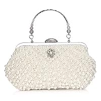 Crystal Floral Pearl Purses for Women Pearl Bag Tote Bag Beaded bag Bridal Purse Evening Party Bag with Chain Wedding
