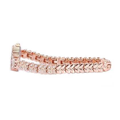 Gullor King Girl Royal Rose Gold Bracelet Watch Full Crystal Diamonds for Ladies Quartz Round