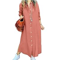 Elegant and Pretty Dresses Autumn Color Collision Buttons Solid Long-Sleeved Loose Streetwear Robe