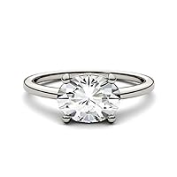 Stunning East West Solitaire Engagement Ring, Oval Cut 2.10CT, Colorless Moissanite Ring, 925 Sterling Silver Ring, Wedding Ring, Perfact for Gift Or As You Want