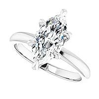 Mois 1 CT Marquise Cut Colorless Moissanite Engagement Ring Wedding/Bridal Ring, Diamond Ring, Anniversary Solitaire Accented Promise Vintage Antique 925 Sterling Silver Beautiful Ring for Wife