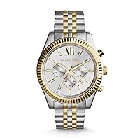 Michael Kors Lexington Watch for Men, Chronograph movement with Stainless steel or Leather strap