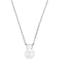 s.Oliver 2034411 Women's Necklace with Pendant 925 Sterling Silver with Freshwater Cultured Pearl 42 + 3 cm Silver Comes in Jewellery Gift Box, Sterling Silver, None