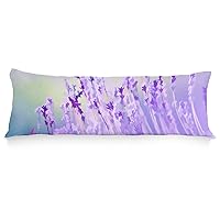 Beautiful Lavender Flower Purple Body Pillow Covers Cases 20 x 54 inch with Hidden Zipper Closure, Polyester Long Cooling Body Pillowcase Protector for Adults Pregnant Women