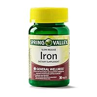 Spring Valley Slow-Release Iron Tablets Dietary Supplement, 45 mg, 30 Count