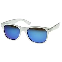zeroUV - White Square Sunglasses for Men with Colored Reflective Mirror Lens