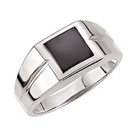 14k White Gold 10x10mm Polished Mens Simulated Onyx Ring Size 11 Jewelry Gifts for Men