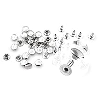 CRAFTMEMORE 200 Pack Leather Rivets Single Cap Rapid Rivet Metal Stud Fasteners Round Cap for Bag Belt Wallet Leather Craftt (Silver, 7MM)