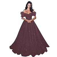 Off Shoulder Sparkly Sequins Ball Gowns for Women Formal Feather Prom Dresses Formal Gown Wedding Evening Dress