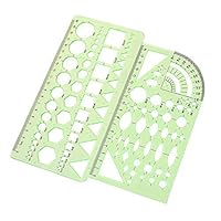 2PCS Plastic Green Measuring Templates Geometric Rulers for Office and School, Building formwork, Drawings templates