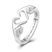 925 Sterling Silver Heart Claddagh Rings for Women Teen Girls, Adjustable White Gold Plated Ring Friendship Promise Love Heart Jewelry Rings Mothers Day Valentines Holiday Gifts for Women Friends