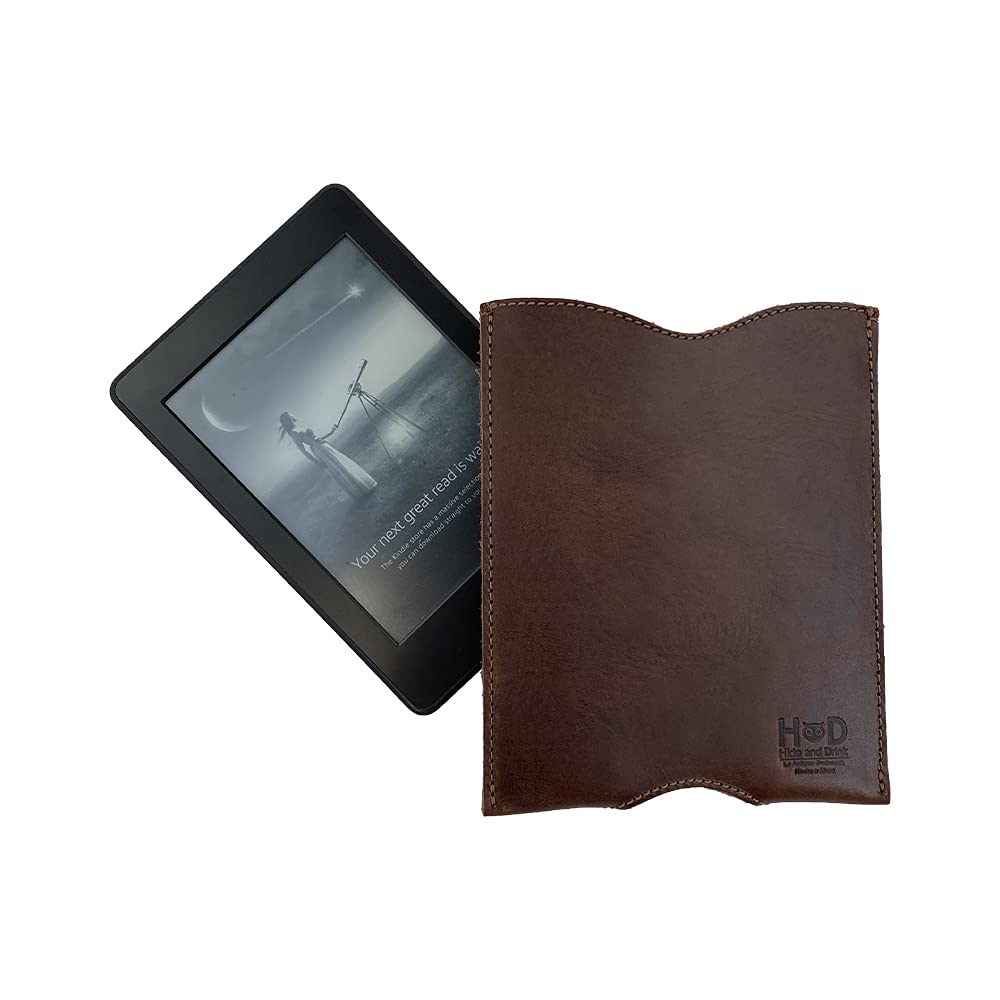 Hide & Drink, Rustic Sleeve for Tablet (6 in. Display), Protector Travel Case, Full Grain Leather, Handmade Accessories, Bourbon Brown