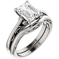 Moissanite Star Moissanite Ring Emerald 1 CT, Moissanite Engagement Ring/Moissanite Wedding Ring/Moissanite Bridal Ring Set, Eternity Sterling Silver Ring, Surprise Gifts for Love