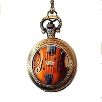 Violin Handcrafted Jewelry Pocket Watch Necklace Violinist Pocket Watch Necklace Orchestra Band Musician Pocket Watch Necklace