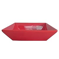 CAC China KC-B8-R Color Arts 8-Inch Stoneware Square Bowl, 42-Ounce, Red, Box of 24