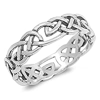 Sterling Silver Women's Men's Celtic Knot Infinity Ring Fashion Band Sizes 4-13