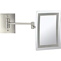 Nameeks AR7702-SNI-3x Glimmer Wall Mounted Square LED 3x Magnification Makeup Mirror, Satin Nickel
