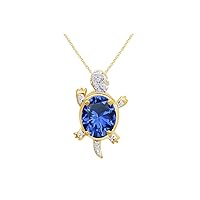 Jewel Zone US Mothers Day Jewelry Gifts Turtle Pendant Necklace in 14k Yellow Gold Over Sterling Silver