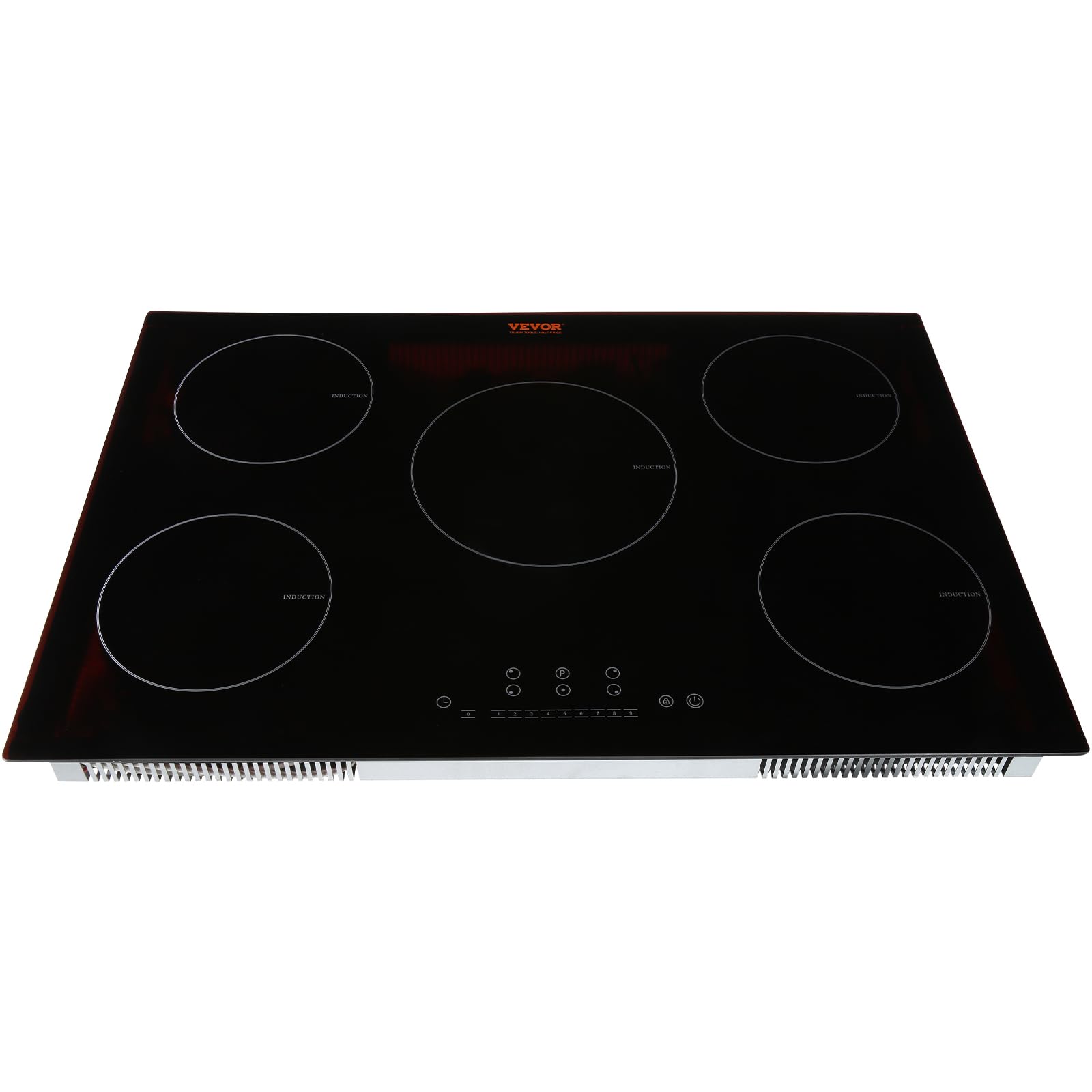 VEVOR Electric Cooktop, 5 Burners, 30'' Induction Stove Top, Built-in Magnetic Cooktop 9200W, 9 Heating Level Multifunctional Burner, LED Touch Screen w/Child Lock & Over-Temperature Protection