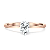 Marquise Shaped Cluster Stone Fashion Wedding Ring Round Diamond 14K Gold Jewelry