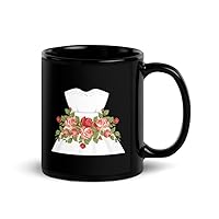 Black Coffee Mug 11 oz Ceramic Hilarious Wedding Dresses Engagements Mockery Illustration Humorous Flowery 2 Black