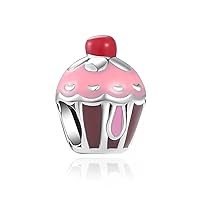 Cupcake Charm, Birthday Cake Charm, Food Charm, Birthday Charm, Sterling Silver, Gift For Wife, Women, Friends, Family, Compatible To Pandora
