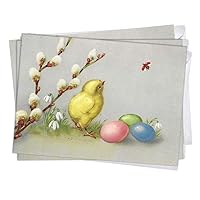 Chick & Eggs Vintage Easter Greeting Cards | 10 Pack Bulk Set + 10 Envelopes (5x7)