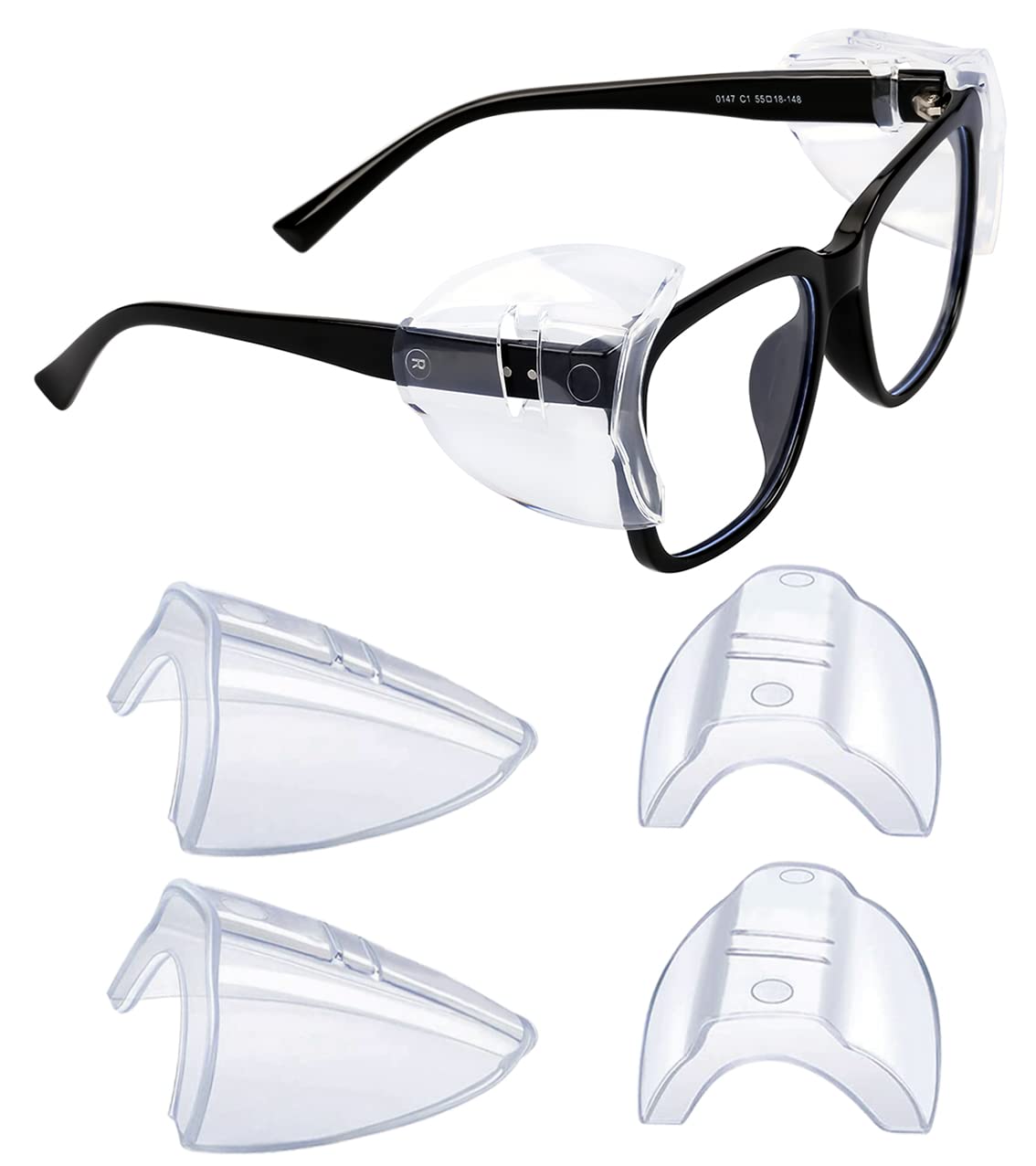Side Shields for Prescription Glasses Side Shields for Eye Protection, Easily Slip On Side Shields Eyeglasses, Fits Most Size Glasses (2 Pairs)