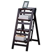 Home Step Stools,Step Stool High Stool Stair Chair Seats Wooden Ladder 4-Step Shelf Stepladder Multifunctional Folding Fold up Library/Kitchen/Office Steps (42×87×92Cm)