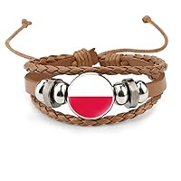 Poland Flag Time Stone Bracelet Women'S - Creative Leather Multi-Layer Braided Rope Paracord Bracelet Couple Jewelry,Fashion Handmade Jewelry For Men Women Couple Gift