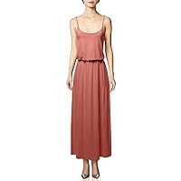 Women's Solid Double Layered Elastic Waist Band Maxi Dress