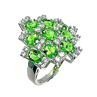 R6327G Cocktail Style Green Helenite Oval (3x5mm,2.5Ct) Sterling Silver Ring