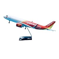 Scale Model Airplane 1:80 Aircraft Model for Airbus A320 Vietjet Aircraft Model 47 Cm with Wheels and LED Lights Alloy Metal Model